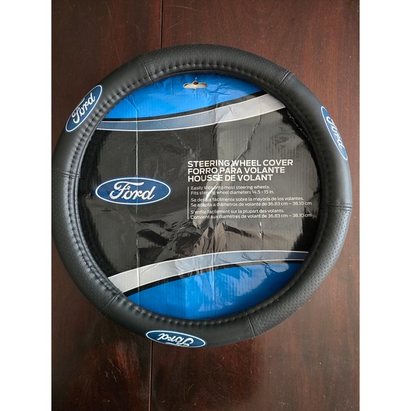 Ford Other - Ford Steering Wheel Cover Black Perforated Blue Oval Logo 14.5-15 Inch Universal